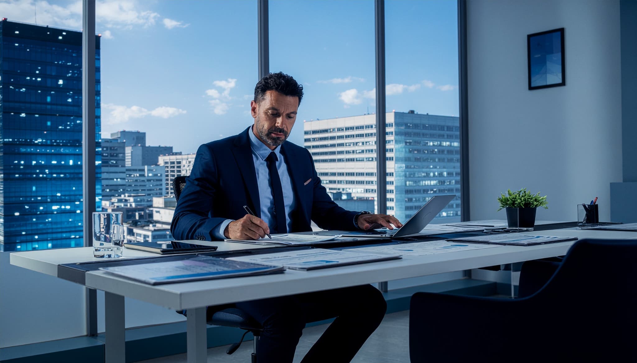 Founder working with confidence